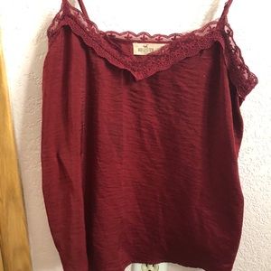 Hollister Red Tank Top with lace detail